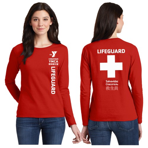 Ladies Long Sleeve Lifeguard 100 Cotton 5.4 oz Tee Shirt